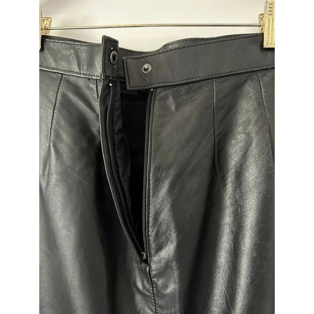 Vintage Black Leather High Waisted Skirt size 8 (runs small)